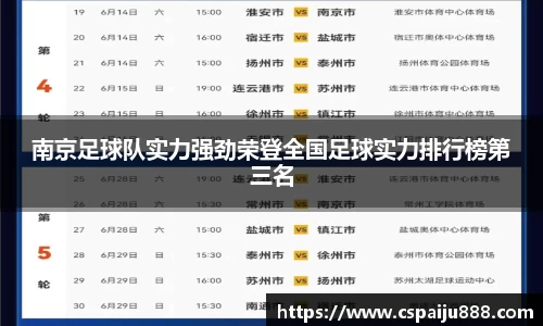 南京足球队实力强劲荣登全国足球实力排行榜第三名